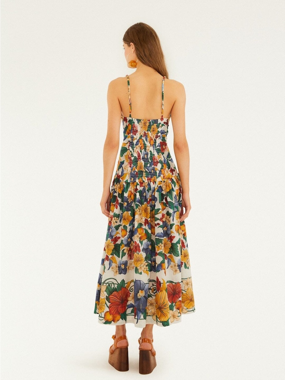 FARM Rio Multicolor Floral V-Neck Maxi Dress in White Base - Picture 2 of 4